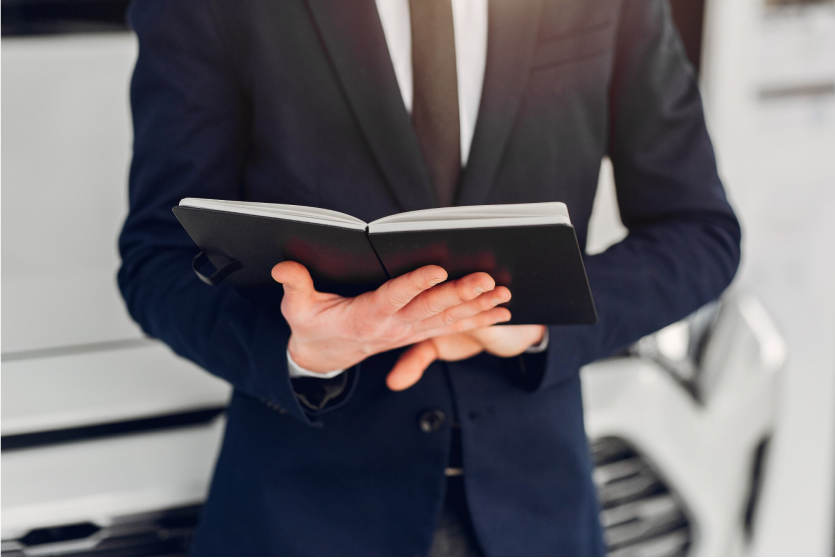Business professional reading